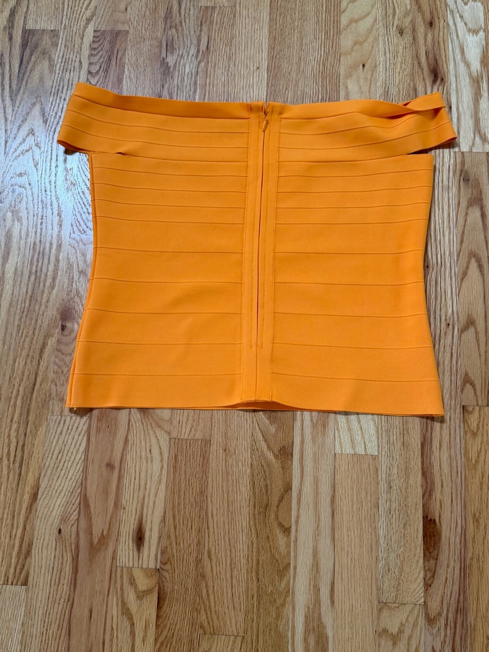 Karen Millen Off-Shoulder Ribbed Camisole in Bright Orange - Picture 2 of 4